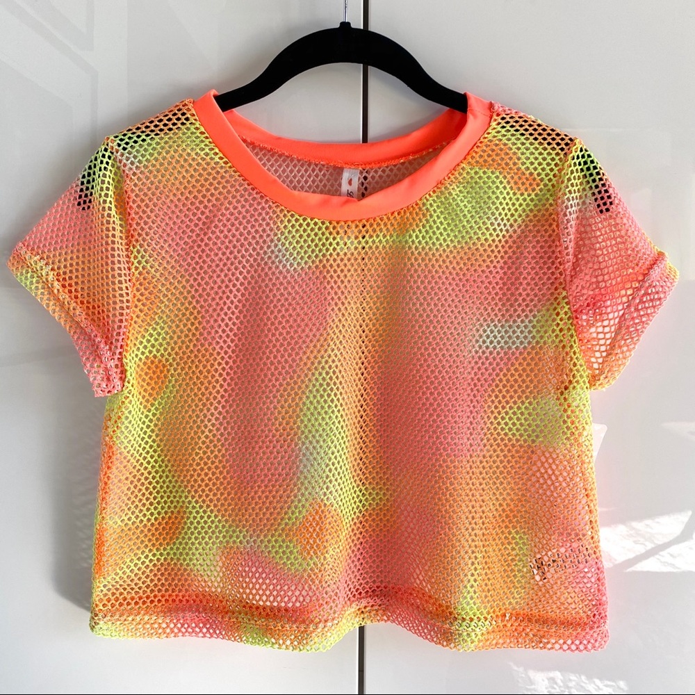 🆕 NWT Love Nation Fluorescent Fishnet Cropped Top